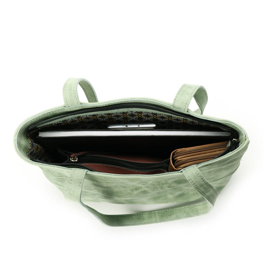 Shopper Handbag Mint Green Leather Sproose